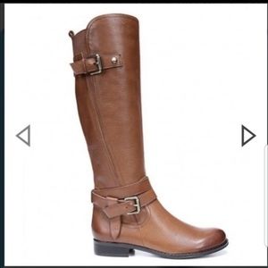 Naturalizer Brown Leather wide Calf Riding Boots